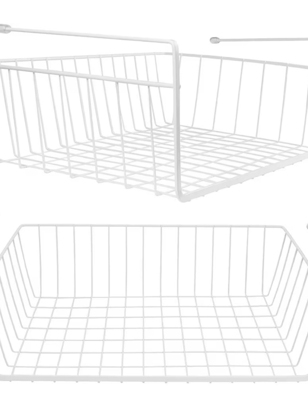Set of 2 Under-Shelf Wire Storage Basket - White